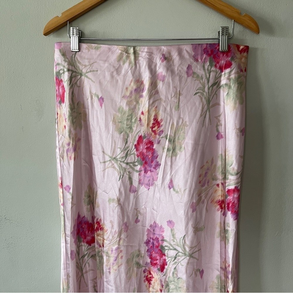 LoveShackFancy Castle Midi Pink Satin/Silk Skirt Size Large NWOT - Picture 4 of 7